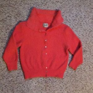 Coral cashmere handmade cardigan